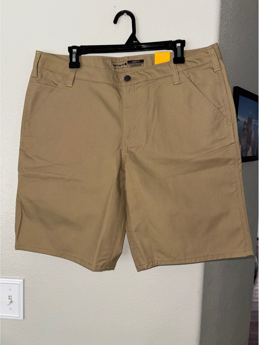Carhartt Rugged Flex Loose Fit Canvas Work Shorts Khaki Tan Women's Size 16 NWT